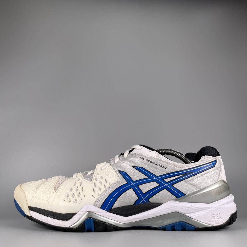 Asics Gel Resolution 6 Men's Size 11.5 White Blue Tennis Sneakers Athletic Shoes